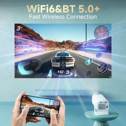 2026 Smart Mini Projector Android 14 WiFi6 BT 5.0 Support 4K 1280*720P Smart Home Cinema Outdoor Portable Projector