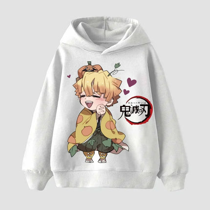 Autumn Fashion Casual Demon Slayer Warm Hoodie Anime Print Sportswear For Kids Boys Clothes Girls