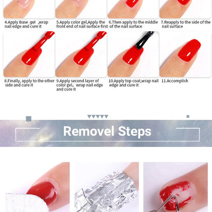 7ml Metallic Gel Nail Polish Red Chrome Effect Soak Off Varnish Semi-Permanent Nails Art Manicure Base Top Coat and Magnetic
