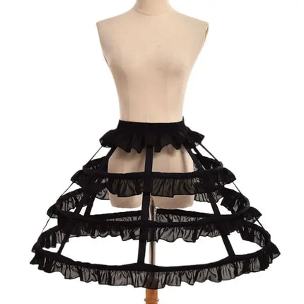 Women Girls Lolita Hollow Lotus Leaf Lace Bird Cage Fish Bone Skirt Cosplay Dress Skirt Petticoat Bride Wedding Dress Lining