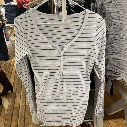 Pink Striped Slim Long Sleeve Tees Women Spring Casual Cotton O-neck Tshirt New Tops Clothes Sweet Cute  Vintage T-shirts Y2K