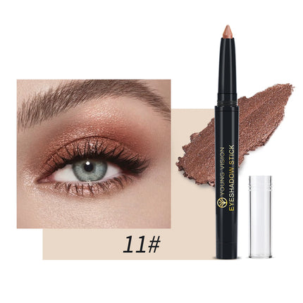 YOUNG VISION 12 Color Eyeshadow Stick Waterproof  Pearl Shimmer cream formula easy to color fine and smooth Woman makeup