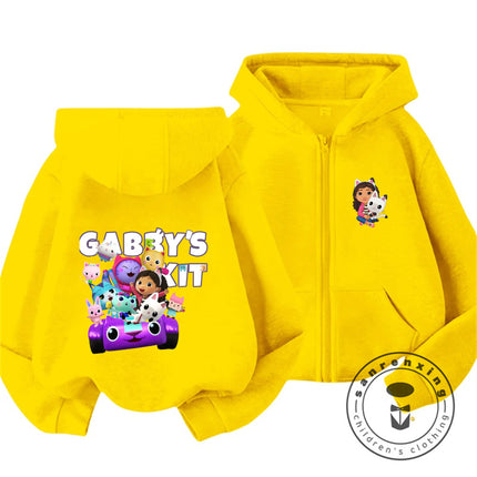 Boys Girls Gabbys Dollhouse Zipper Hoodie 3-14Y Autumn And Winter Cute Kawaii Cartoon Hot Street Warm Casual Kids