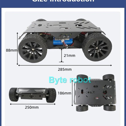 15Kg Load Rubber Wheel Robot Car Metal RC Tank Chassis For Arduino Raspberry Pi DIY Kit with Motor Ps2 Handle Programmable Robot