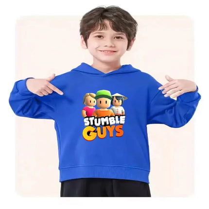 Children Black Stumble Guys Hoodie Sports Print Pullover 3-12Yrs Coat Sweatshirt+Pants Boys Girls Toddler Clothes Leisure Set