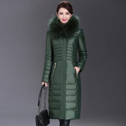 Shengyu Boya Women's Mid-Length Thickened Down Jacket with Fur Collar for Middle-Aged and Elderly, New Model