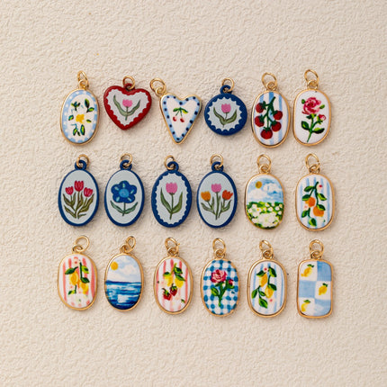 Fashionable DIY Jewelry Charms New Collection Flower Tulip Fruit Accessories for Creative charms for jewelry