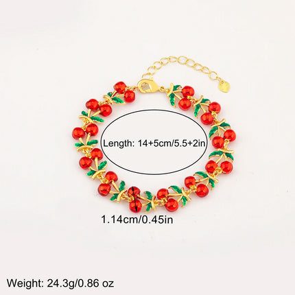 Nidin Fashion Sweet Strawberry/Mushroom/Cherry Drip Oil Delicate Bracelets For Women Girl Elegant Aesthetic Jewelry Accessories