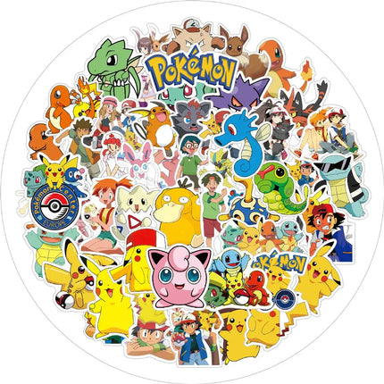 50/100Pcs Pikachu Stickers Graffiti Luggage Pokemon Skateboard Bicycle Guitar Laptop Kids Waterproof Stiker Toys Birthday Gift