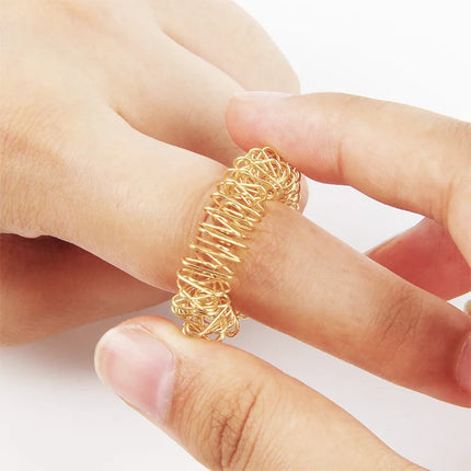 5PCS Stainless Steel Finger Massage Acupressure Ring Stress Relief Anxiety Teens Adults Stress Finger Toys For Adult Kids SBAMQ2