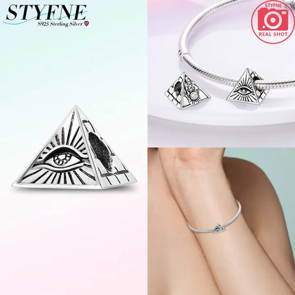 925 Sterling Silver Egyptian Pyramid Mummy Pharaoh Charms Beads Pendant Fit Original Bracelets DIY Jewelry Fine Gift