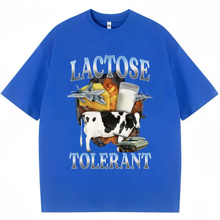Lactose Tolerant Funny Milk Print T Shirt Men Women Retro Fashion Short Sleeve 100% Cotton Summer Casual Humor T Shirts Gifts