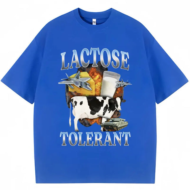 Lactose Tolerant Funny Milk Print T Shirt Men Women Retro Fashion Short Sleeve 100% Cotton Summer Casual Humor T Shirts Gifts