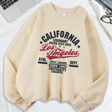California Oakland Athletic Prints Sweatshirts Women Loose Comfortable Hoodies Fleece Warm Crewneck Tops Winter Sporty Clothes