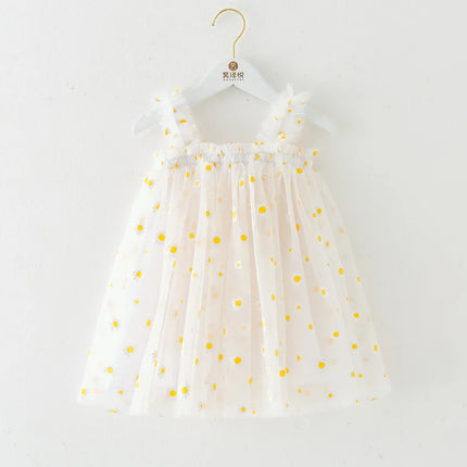 KEAIYOUHUO Summer Baby Girls Dresses Children Sling Daisy Printed Dress For Toddler Girl Princess Wedding Party Birthday Outfits