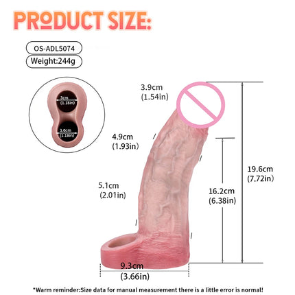 ORALSX Soft Liquid Silicone Penis Sleeve Dlosed Large Size Simulation Penis Enlargement Sleeve G spot Stimulation Couple Sex Toy
