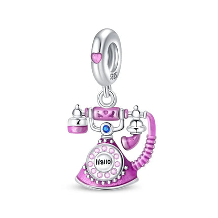 Purple Series 925 Sterling Silver Lily of the Valley Rose Mermaid Witch Hat Charm Fit DIY Bracelet Necklace Charming Gifts