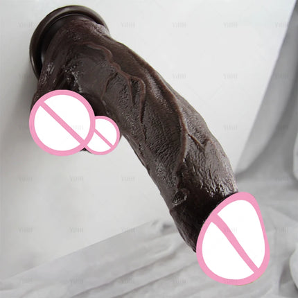 Realistic Long Dildo Black Anal Plug with Suction Cup Big Penis Butt Plug Long Dick Sex Toys for Women Men Phallus Anal Dilator