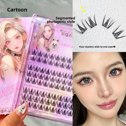 Mengjieshangpin Manga Lashes False Eyelashes Little Devil Comics Female Natural Slender Soft Thick Simulated Curly Eye Lashes