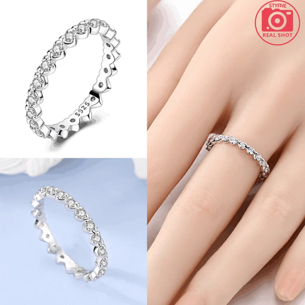 Original Romantic Heart-shaped White Zircon Shell Bowknot Rings 925 Sterling Silver  Women Jewelry Valentine's Day Birthday Gift