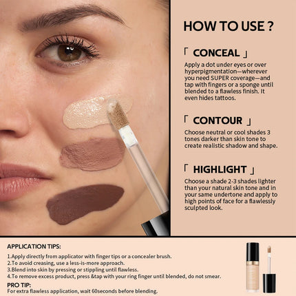 Waterproof Liquid Concealer Matte High Coverage Oil Control Cover Acne Dark Circles Foundation Modify Face Contouring Cosmetics