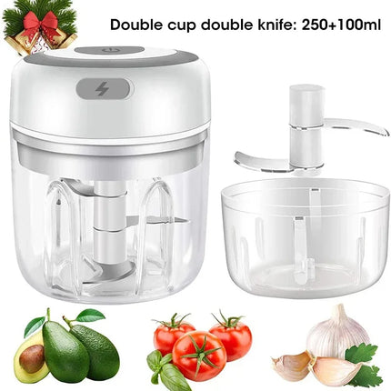 Mini Crusher Chopper USB Charging Garlic Mincer Electric Garlic Chopper Powerful Ginger Garlic Onion Meat Masher 100/250mL