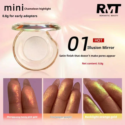 RMT High Gloss Chameleon Highlight Matte Purple Fine Powder Cream Blusher Shiny Face Brightening Integrated Plate ROMATIC Makeup