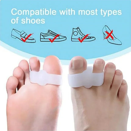 2pcs=1pair Silicone Two Hole Toe Separator Gel Foot Finger Protector Bunion Orthopedic Hallux Valgus Guard Straightener Pedicure
