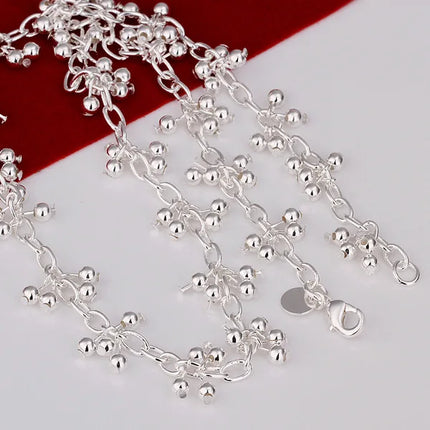 New Arrive 925 Sterling Silver Pretty Bead Bracelets Neckalce For Women Fashion Party Wedding Jewelry Sets Cute Gifts