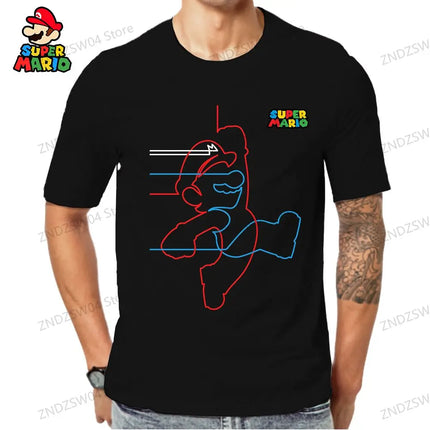 Super Mario Oversize Parent-child Wear Short Sleeve 2024 Quick Dry Men's Children's T-Shirt Fashion Anime Tops Harajuku Style