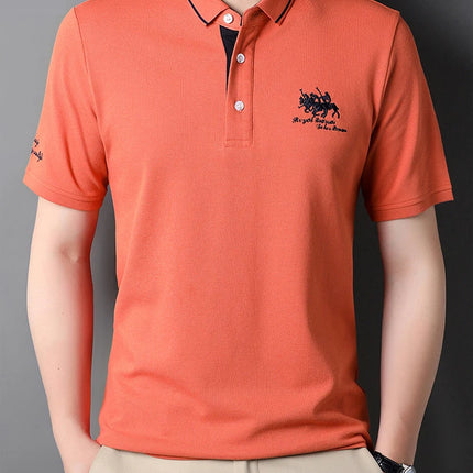 2024 High Quality Men's Cotton Embroidered Polo Shirt Summer New High-end Business Casual Lapel Short Sleeve T-shirt