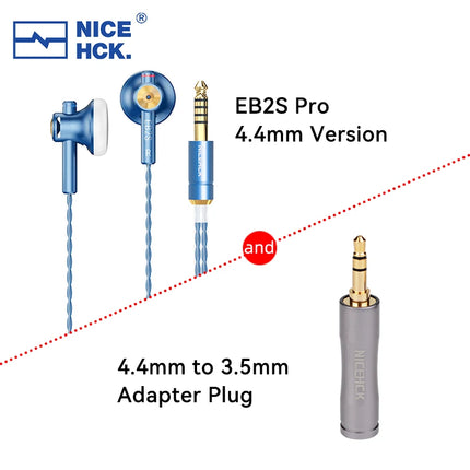 NICEHCK EB2S PRO 3.5/4.4mm Plug Microphone Flat-Head Earbud HIFI Wired Earphone 15.4mm LCP Diaphragm Dynamic Music Vocal Headset