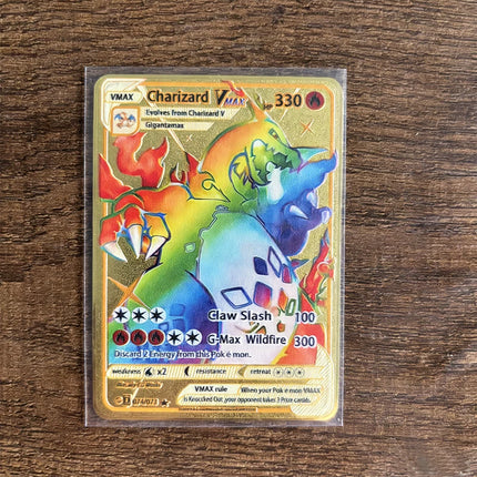 Charizard Theme Metal Collectible Cards Arceus Mewtwo.Super Lehiram ，6Pcs Gold Foil Fan Art Trading Cards Collection Toy Gift