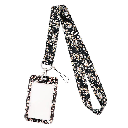 New Sakura Cherry Blossoms Flower lanyard card ID Badge Holder Keychain Pass Gym Mobile Kids Key Holder Key Rings Gift