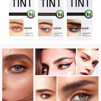 Eyelash Eyebrow Dye Tint Kit Fast Tint Brow Dye Gel Eyebrow Cream Black/Brown/Coffee Brow Enhancers Mascara Makeup Tool