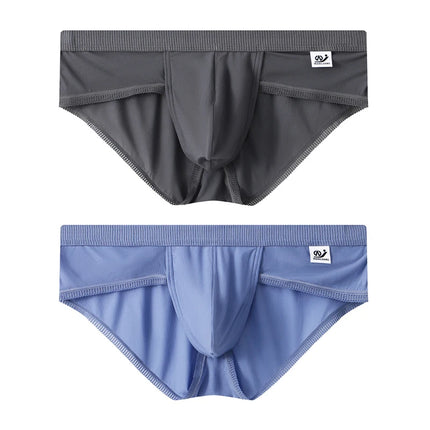 Men's Ice Silk Seamless Briefs Ultra-Thin Breathable Underwear with Sexy U Convex Pouch Mid-Waist Comfortable Summer Shorts