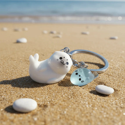 3Pcs 3D Design 3D Luminous Keychain Luminous Feature Resin Material Sea Lion Keychain Simple Design Creative Style