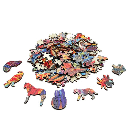 Chameleon Wooden Animal Jigsaw Puzzles for Adults Kids Interactive Games Birthday Gifts 3d Educational Toys Elephant