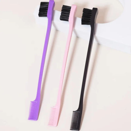 Professional hairdressing edge brush, anti-static double headed edge brush, hairdressing salon tool, special for real hair wigs