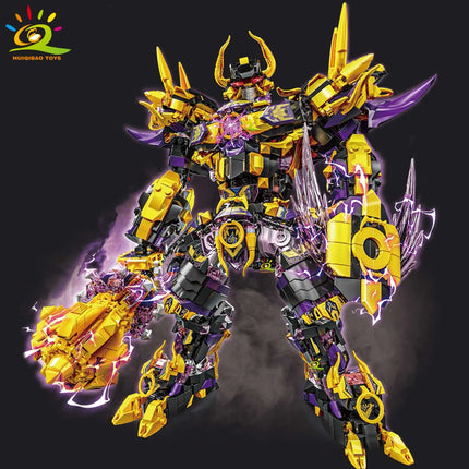 HUIQIBAO SunWuKong Warrior Mech Robot Building Blocks MOC Chinoiserie Action Figure Brick Children City Construction Display Toy