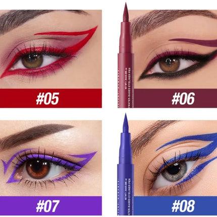 12 Colors Water-based Eyeliner Liquid Matte Red Quick-Drying Smudge-Proof Smooth Eyeliner Pen Long-Lasting Eyes Makeup Cosmetics