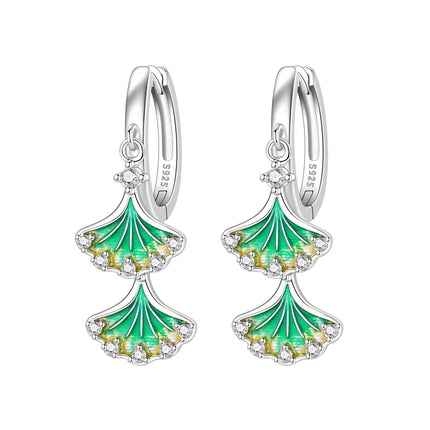 Hot Sale Original 925 Sterling Silver Zircon Pink Paw Print Earrings Heart Flower Leaf Design Women Party Jewelry Gift Ear Loops