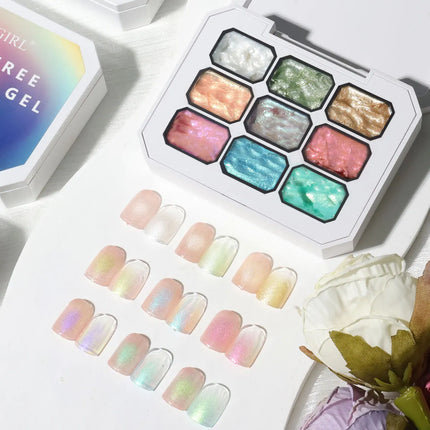 9-colors Memories of Autumn Patter Glue Smudges Canned High Saturation Popular Semi-solid Nail Polish Glue Nail Salon
