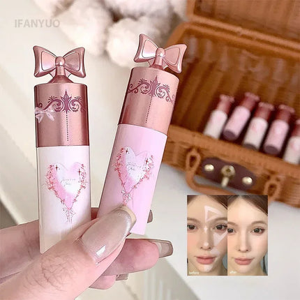White Pink Liquid Brightening Concealer Matte Face Highlight Stick Cover Acne Spot Dark Circles Moisturizing Concealer Makeup