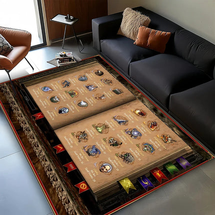 3D HOMM3 Heroes of Might and Magic Map Treasure Chest Retro Game Carpet Rug for Living Room Bedroom Home Sofa, Non-slip Floor Mat