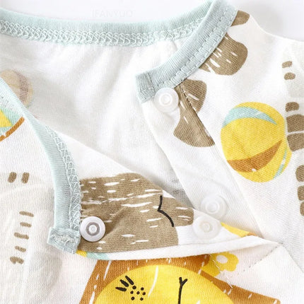 Cute Baby Cartoon Jumpsuit Summer Short Sleeved Thin Cotton Newborn Infant Clothing Bodysuit Boys Girls Crawling Clothes Rompers