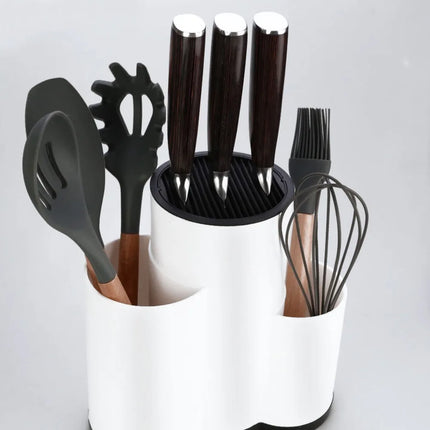Multifunctional Universal Knives Holder 2/3 Grid Plastic Kitchenware Drain Rack Black/White Flatware Storage Box Fork