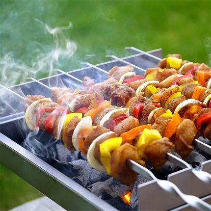 10/31pcs Reusable Stainless Steel Barbecue Skewers BBQ Kebab Iron Sticks for Outdoor Camping Picnic Cooking Tools