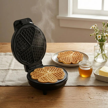 Clamshell Waffle Maker Non-Stick Electric Waffle Maker Small Appliance Indicator Lights Black