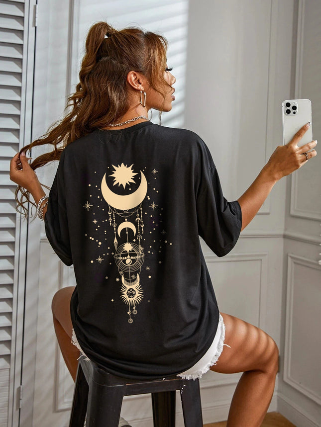 New Fashionable Casual T-shirt Clothing Simple Round Neck Short Sleeve Women's Top Loose Printed T-shirt